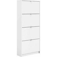 Shoes Hallway Storage Cabinet With 4 Tilting Doors And 2 Layers White