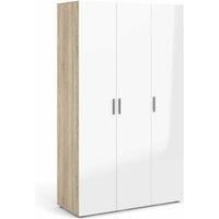Pepe Wardrobe with 3 doors in Oak with White High Gloss, none