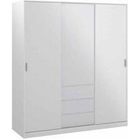 Naia Wardrobe With 2 Sliding Doors + 1 Door + 3 Drawers In White High Gloss