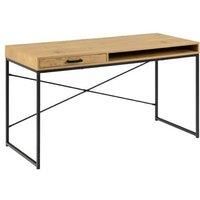 Industrial Black Bar Table Oak Top Modern Dining Room Gathering