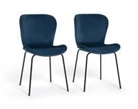 Habitat Etta Pair Velvet Blue Metal Leg Chairs