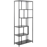 Amazon Brand - Movian 4-Shelf Bookcase with Melamine Shelves and Metal Base, 77 x 35 x 185 cm, Ash Black