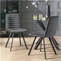 Argos Home Keaton Pair of Velvet Dining Chairs - Charcoal