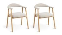 Habitat Lex Pair of Fabric Dining Chairs - Natural