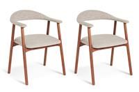 Habitat Lex Pair of Fabric Dining Chairs- Walnut