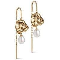 Enamel Copenhagen Kia Pearl Earrings, 18Ct Yellow Gold Plated 925 Sterling Silver And Pearl