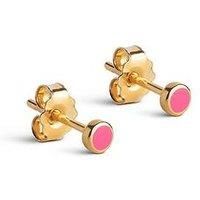 Enamel Copenhagen Enamel Pink Dot Gold Plated Sterling Silver Studs
