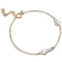 Enamel Copenhagen Pink Sofia Gold Bracelet, 18Ct Gold-Plated, 925 Sterling Silver With Freshwater Pearl And Cubic Zirconia Stones