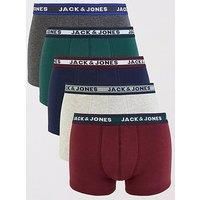 Jack & Jones Men's Jacoliver Trunks 5 Pack Boxer Shorts, Dark Gray Melange, M