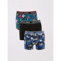 JACK & JONES Men/'s Printed Boxer Trunks Multipack of 3 Underwear (M, Detail: Bardaboes Cherry - Maritime Blue Black)