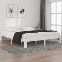 Bed Frame White Solid Wood Pine 160x200 cm