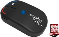 Saphe One+ traffic alarm, warns about all speed camera types in traffic with audible signal and light, speed camera detection throughout Europe, starts automatically on departure via Bluetooth & App