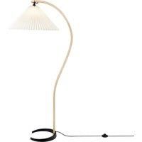 GUBI Timberline floor lamp, wooden frame, lampshade Canvas white