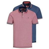 Jack & Jones Men's Jjepaulos Polo Ss 2pk Mp T-Shirt, Rio Red/Pack: 1rio Red 1denim Blue, L
