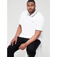 Jack & Jones Plus Men/'s JJEPAULOS Polo SS NOOS PS T-Shirt, White/Detail:PS, EU4XL US2XL