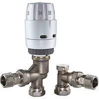 Danfoss RAS-B White Angled Thermostatic Pressure-Independent TRV, Lockshield Valve & Sensor 15mm x 1/2" (140PF)