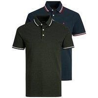 Jack & Jones Men/'s Jjepaulos Polo Ss 2pk Mp Polo Shirt, Navy Blazer/Pack:navyblazer+forestnight(play1), XXL