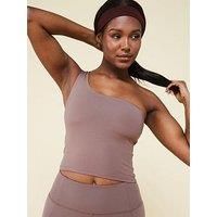 Girlfriend Collective Womens Training Bianca Tank, One Shoulder - Brown