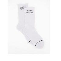 Girlfriend Collective Womens Training Please Recycle Crew Socks - White