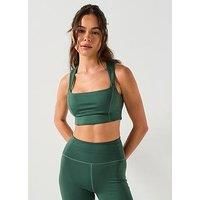 Girlfriend Collective Womens Training Natalie Seamed Bra Open Back - Green