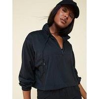 Girlfriend Collective Women'S Training Hummingbird Half Zip Windbreaker - Black