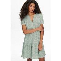ONLY Women/'s ONLZALLY Life S/S THEA Dress NOOS PTM, Chinois Green/AOP:White Leafs, XS