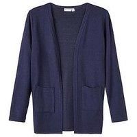 NAME IT Girl/'s Nkfvicti LS Knit Card L Noos Cardigan Sweater, Dark Sapphire, 6 Years