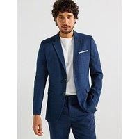 SELETED HOMME Men/'s SLHSLIM-Oasis Linen BLZ NOOS Suit Jacket, Dark Navy, 42