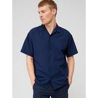 Jack & Jones Textured Short Sleeve Shirt - Navy