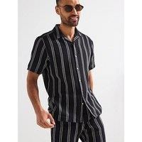 ONLY & SONS Onstrev Life Reg Struc Stripe Ss Shirt, Dark Navy, M