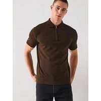 Selected Homme Fave Zip Polo Shirt - Brown
