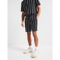 Only & Sons Trev Life Reg Struc Stripe Shorts - Dark Navy