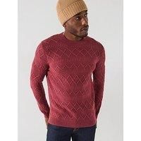 Only & Sons Crew Neck Cable Knitted Jumper - Red