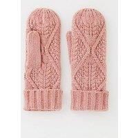 Pieces Jordynn Cable Knit Mittens - Pink