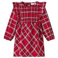 Name It Mini Girls Tartan Long Sleeve Dress - Jester Red