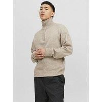 Jack & Jones Ollie Half Zip Knitted Jumper - Beige
