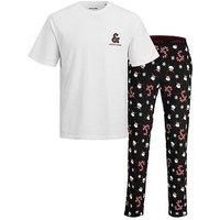 Jack & Jones Junior Boys Christmas Candy Santa Short Sleeve Tshirt And Pants Pyjama Set - White/Black