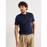 SELETED HOMME Men/'s Slhberg Ss Knit Polo Noos Shirt, Navy Blazer/Detail: Melange, XXL