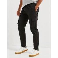 Only & Sons Common Elasticated Waist Slim Fit Cargo Trousers - Black