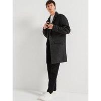 JACK & JONES Men/'s Jjhays Wool Blend Coat, Dark Grey Melange/Detail: Herringbone, L