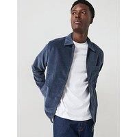 SELECTED HOMME Men/'s Slh-Jake Cord Overshirt Ls Zip Noos Corduroy, Blue, L