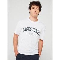 JACK & JONES Men/'s Jjecaleb Varsity Tee SS O-Neck Noos T-Shirt, White, L