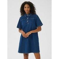 Kaffe Women's KAsandra Denim Dress Half Sleeves in Blue | Size: 10
