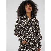 Kaffe Women's KAmille Long Sleeve Midi Shirt Dress in Black | Size: 12