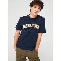 JACK & JONES Men/'s Jjecaleb Varsity Tee Ss O-Neck Noos T-Shirt, Blazer Navy, S