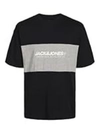 JACK & JONES Men/'s Jjelegacy Blocking Tee Ss O-Neck Noos T-Shirt, Black, S