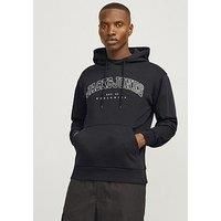 JACK & JONES Men/'s Jjecaleb Varsity Sweat Hood Noos Sweatshirt, Black, M