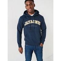 JACK & JONES Men/'s Jjecaleb Varsity Sweat Hood Noos Sweatshirt, Blazer Navy, S