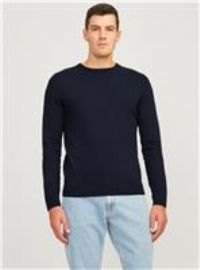 JJ REBEL Men/'s Jrebcallum Knit Crew Neck Noos Jumper, Navy Blazer, L