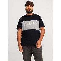 JACK&JONES PLUS Men/'s Jjelegacy Blocking Tee Ss O-Neck N Pls T-Shirt, Black, XXXX-Large